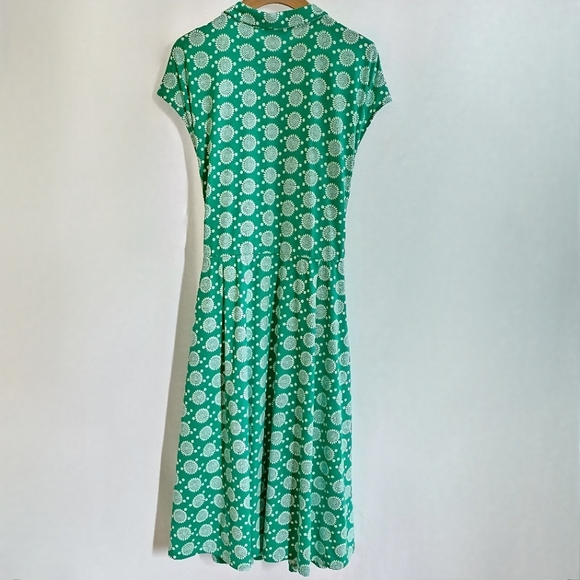 🇬🇧 Boden Green Sleeveless Cotton Front-Tie Floral Print Midi Dress - Picture 5 of 16